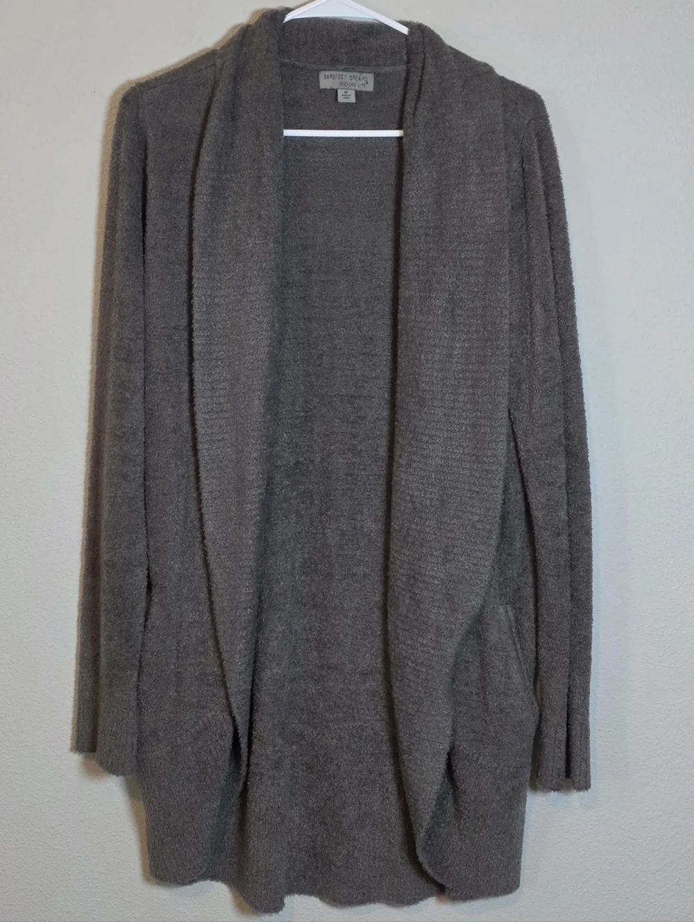 Barefoot Dreams CozyChic Lite Circle Cardigan M Carbon Grey Open Front Minimalis - Picture 2 of 9
